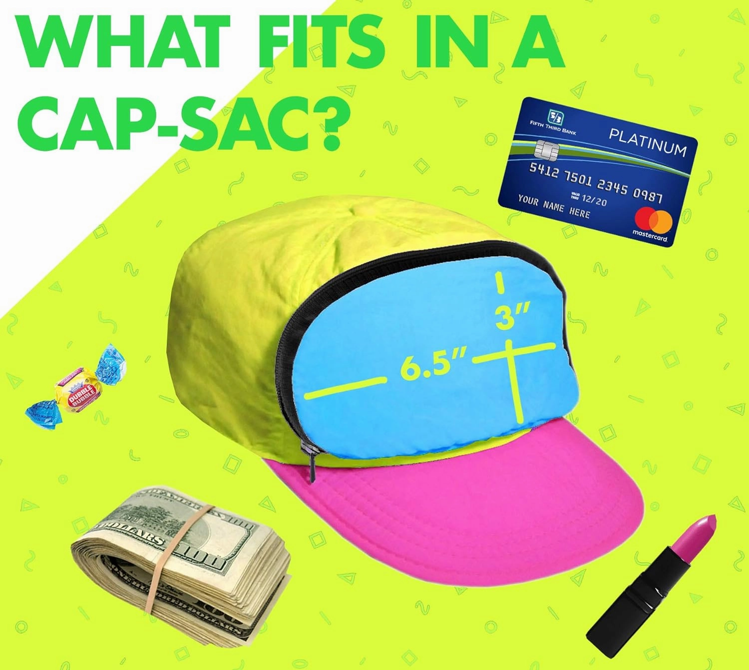 Fanny Pack Hat – Retro 80s/90s Costume Hat with Hidden Zipper Pocket | Adjustable Festival & Rave Cap | Funny 80s Party Accessory & Gag Gift for Men & Women