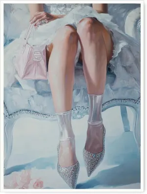 Fashion Art Oil Painting Print of Women’s Stockinged Legs and High Heels – Print Pinup Coquette Wall Decor for Bedroom & Living Room-24x36Inch Ready to Hang(Unframed)