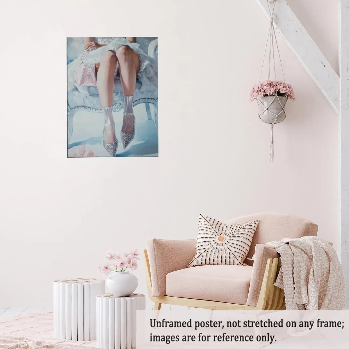 Fashion Art Oil Painting Print of Women’s Stockinged Legs and High Heels – Print Pinup Coquette Wall Decor for Bedroom & Living Room-24x36Inch Ready to Hang(Unframed)
