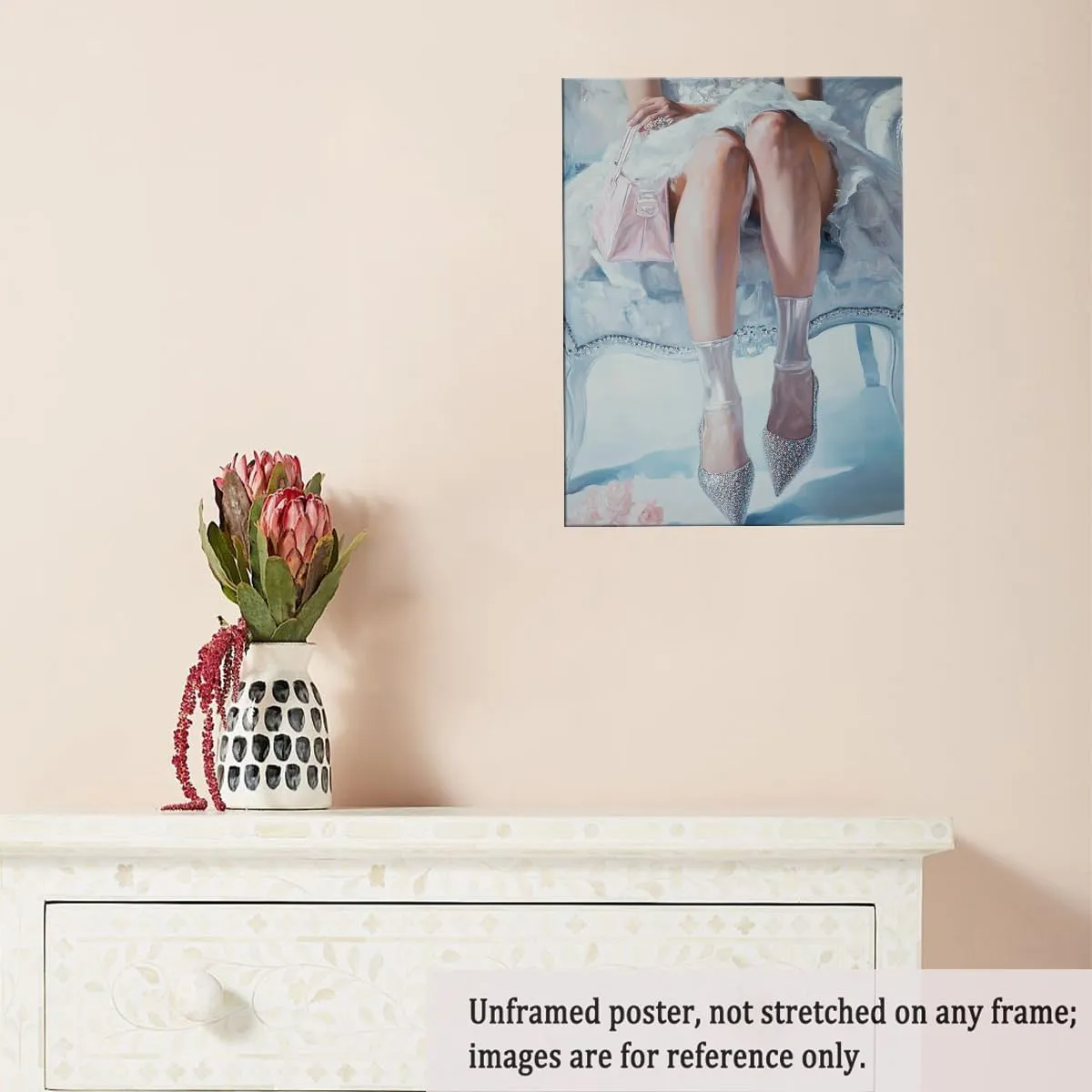 Fashion Art Oil Painting Print of Women’s Stockinged Legs and High Heels – Print Pinup Coquette Wall Decor for Bedroom & Living Room-24x36Inch Ready to Hang(Unframed)