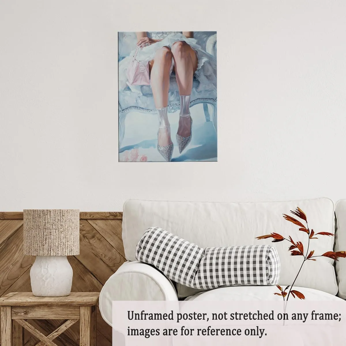Fashion Art Oil Painting Print of Women’s Stockinged Legs and High Heels – Print Pinup Coquette Wall Decor for Bedroom & Living Room-24x36Inch Ready to Hang(Unframed)