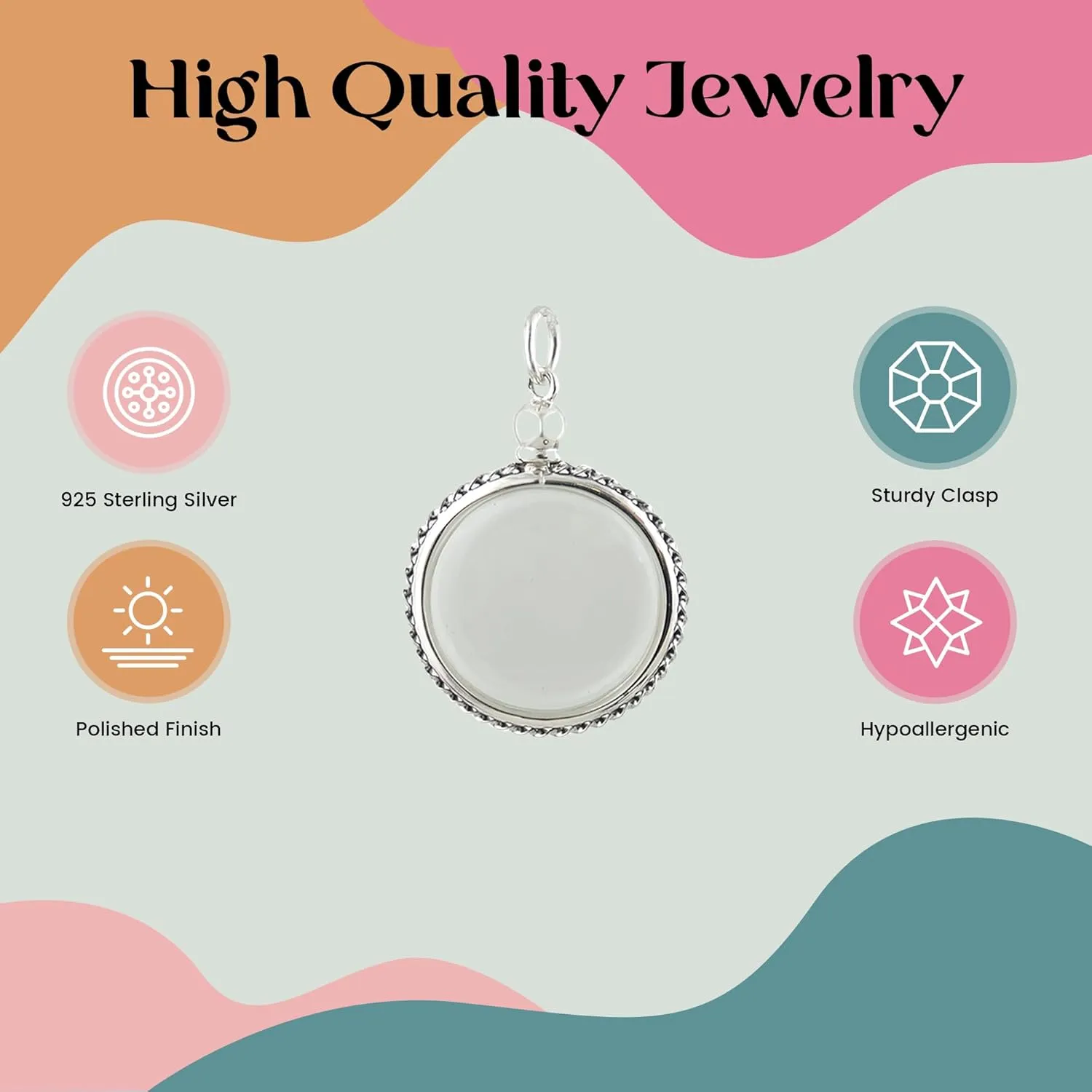 FashionJunkie4Life Sterling Silver Oval Locket Necklaces for Women, 18" Cable Chain