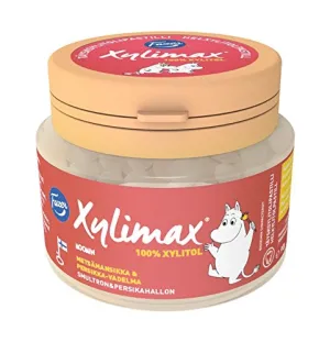 Fazer Moomin Xylimax Wild strawberry and peach & raspberry Pastilles 1 Jar of 90g 3.2 oz