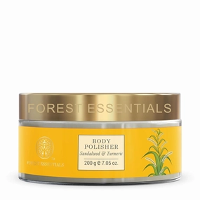 Ffooerestt Essentials Body Polisher Sandalwood & Turmeric | Body Scrub for Tan Removal | Sk.in Brightening, Exfoliating, Natural Body Scrub | With Sweet Almond Oil, Raw Cane Sugar & Rose