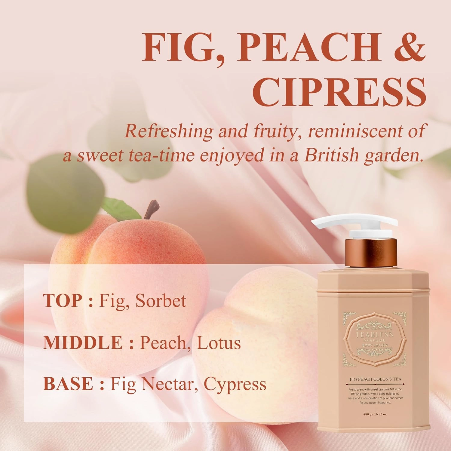 Fig Peach Oolong Tea Perfumed Body Lotion, Daily Moisturizer, Body Lotion For Dry Skin & Sensitive Skin, Non-Greasy, Slow Aging, Fig Fruity Scent, Korean Skin Care