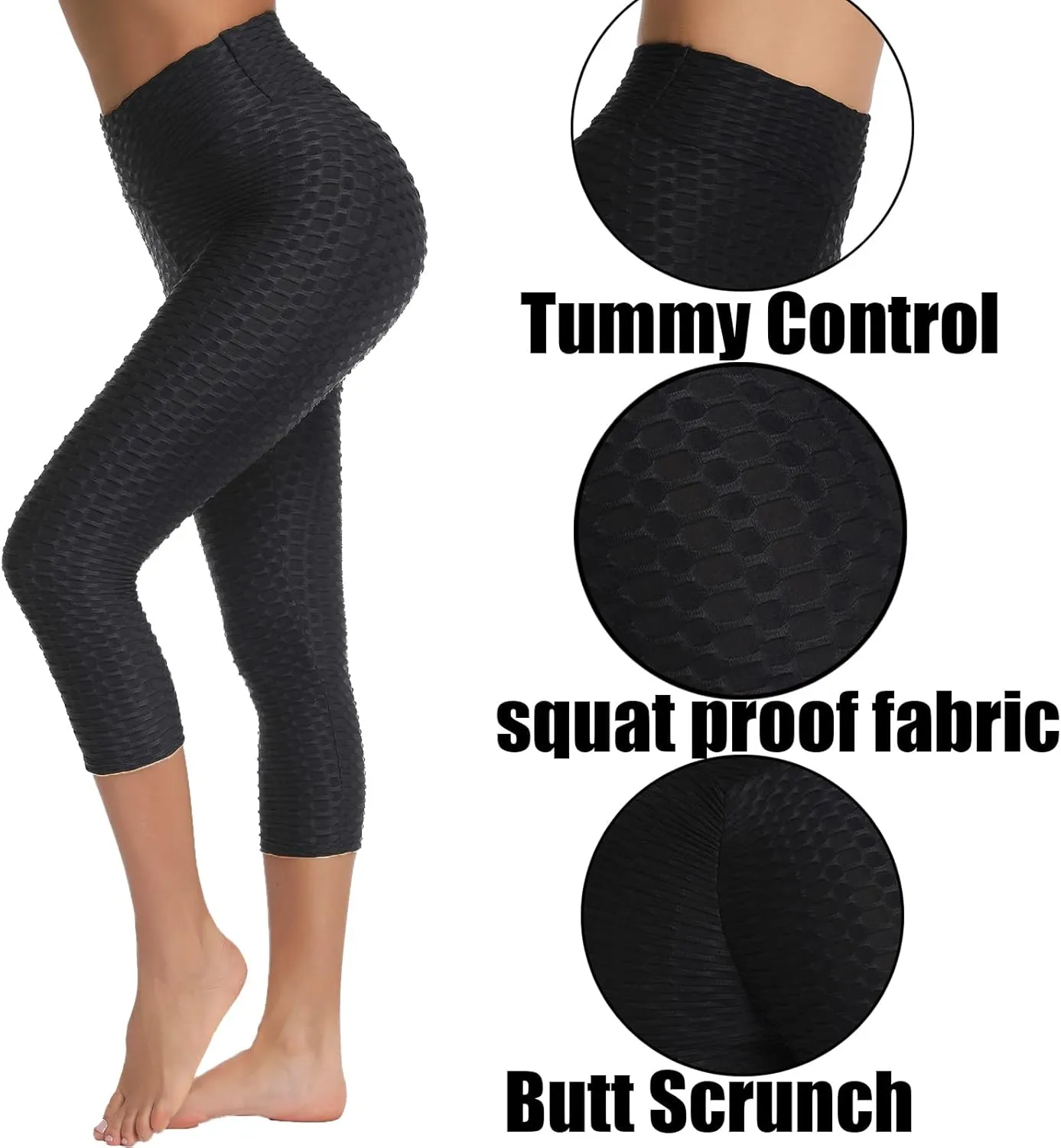 FITTOO Womens High Waist Textured Workout Leggings Booty Scrunch Yoga Pants Slimming Ruched Tights