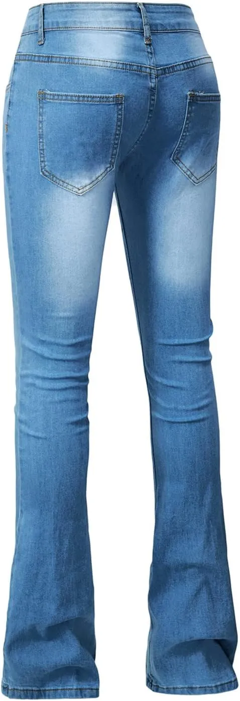 Flare Jeans for Women Bell Bottom Jeans Skinny Stretchy Denim Pants Skinny Jeans Available in Large Sizes