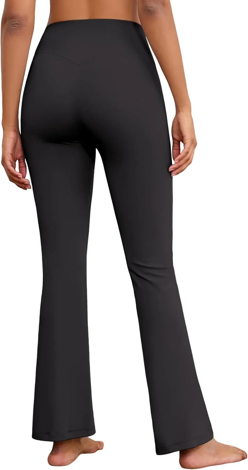 Flare Wide Leg Yoga Pants Bootcut Bell Bottom Crossover Tummy Control Leggings Workout High Waist Tights for Women
