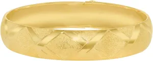 Floreo 10k Yellow Gold 12mm Classic Satin Finish Textured Flex Bangle Bracelet