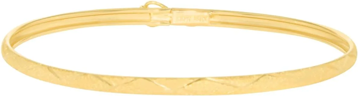 Floreo 10k Yellow Gold 3mm Classic Satin Finish Textured Flex Bangle Bracelet