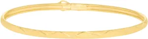 Floreo 10k Yellow Gold 3mm Classic Satin Finish Textured Flex Bangle Bracelet