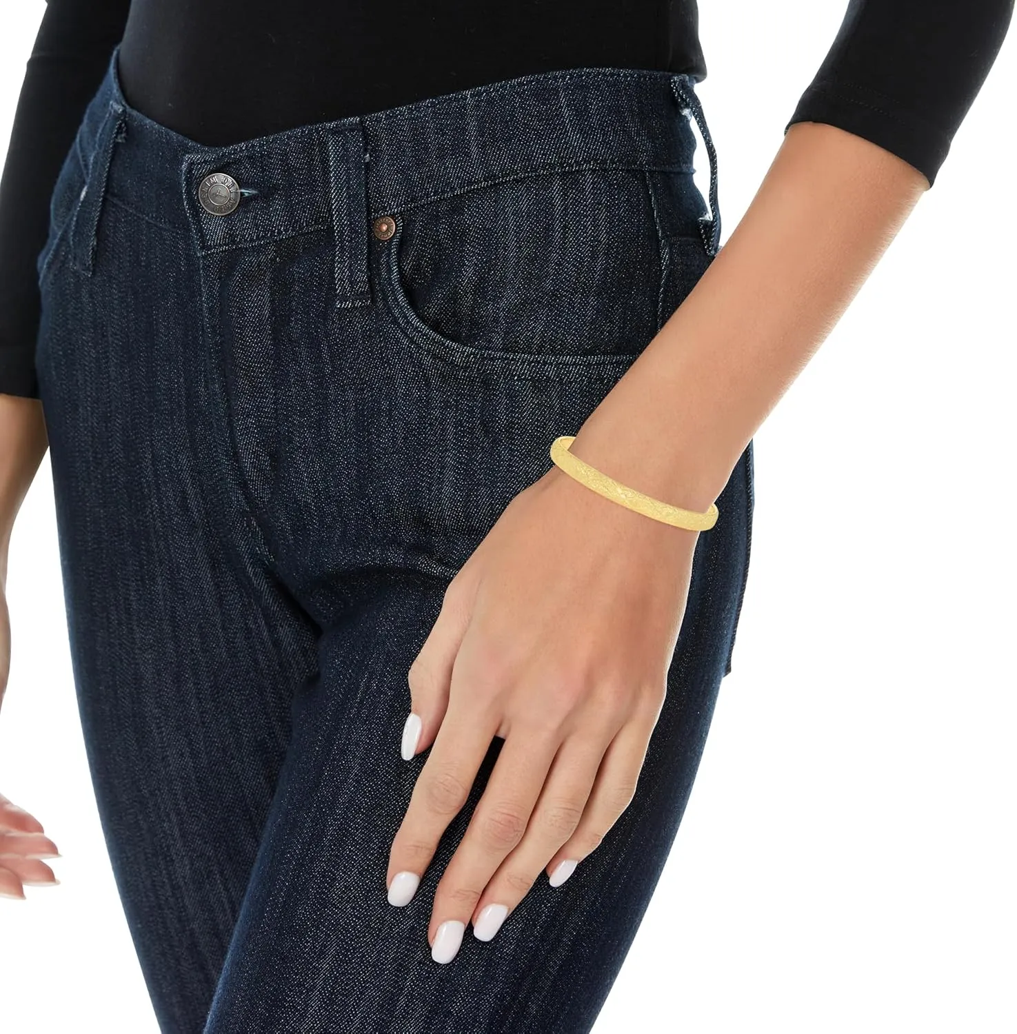 Floreo 10k Yellow Gold 6mm Classic Satin Finish Textured Flex Bangle Bracelet