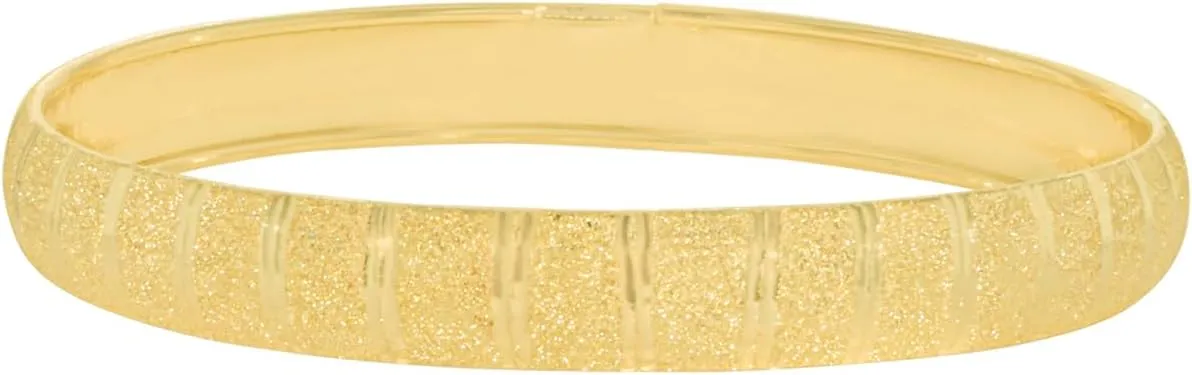 Floreo 10k Yellow Gold 8mm Double Stripe Satin Finish Textured Flex Bangle Bracelet