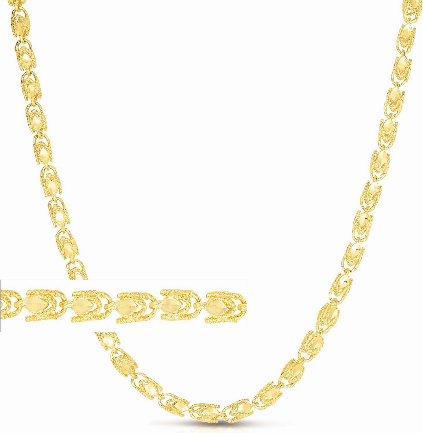 Floreo 10k Yellow Gold 3.5mm Solid Turkish Rope Chain Necklace