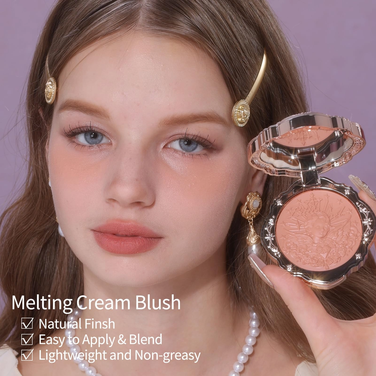 Flower Knows Little Angel Cream Blush,Buildable & Blendable Makeup Blush for cheeks,Soft & Long-lasting for Girls & Women(05 Fingertip Stellar,6g)