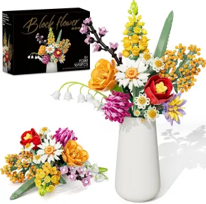 Flowers Bouquet Building Set, 1070PCS Wildflower Botanical Collection, Artificial Plant Flower Kit Toy for Adults Kids Women Her, Home Decor Gift for Birthday, Christmas (No Vase)
