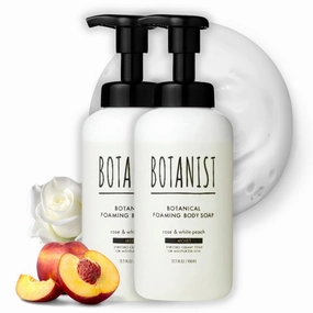 Foaming Body Wash for Sensitive Skin & Babies, Moisturizing Body Soap with Organic Shea Butter, Almond Oil, Cocoa Butter from Japan, Sulfate & Paraben Free, Rose& White Peach 30.4 Fl Oz