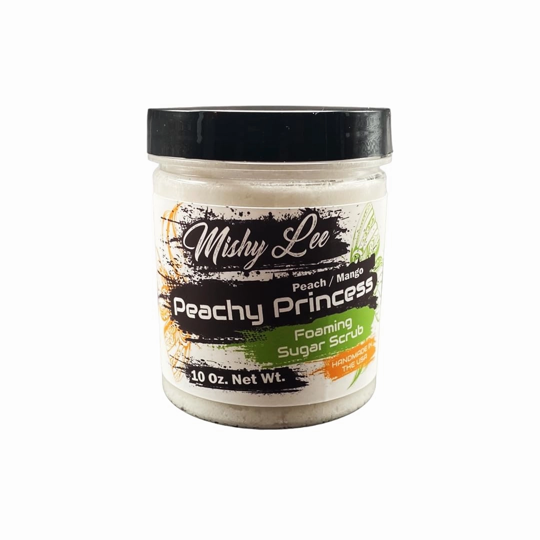 Foaming Sugar Scrub, Exfoliating, Paraben-Free, Natural Ingredients - 10 Oz. (Peachy Princess)