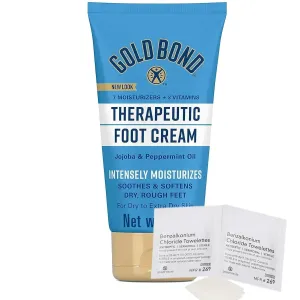 Foot Cream Bundle and RadianceAura BZK Antiseptic Towelettes   1 pack of Foot Cream, Triple Action Relief 4oz (118 ml).