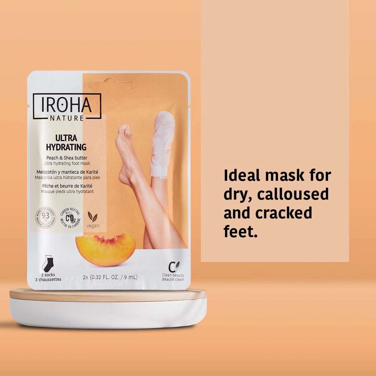 Foot Peel Mask with Peach Extract - Pack of 4 Pairs