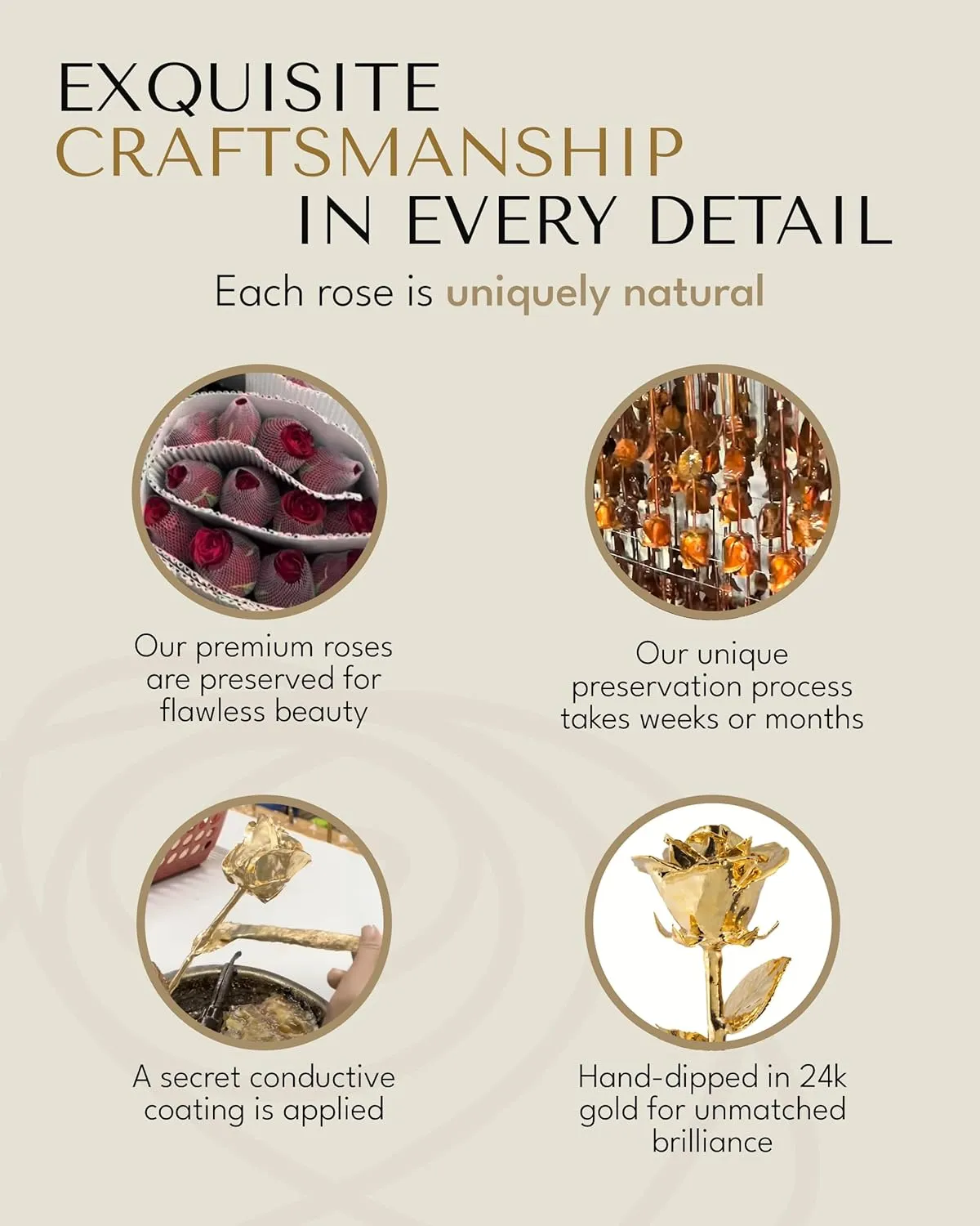 Forever Rose 24K Gold Dipped Real Rose – Handmade, Long-Lasting Preserved Flower in Gold Gift Box – Romantic Gift for Anniversary, Valentine's Day, Mother's Day, Birthday, Wedding, Wife, Girlfriend