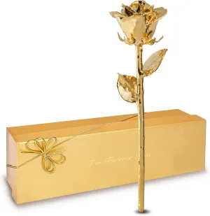 Forever Rose 24K Gold Dipped Real Rose – Handmade, Long-Lasting Preserved Flower in Gold Gift Box – Romantic Gift for Anniversary, Valentine's Day, Mother's Day, Birthday, Wedding, Wife, Girlfriend