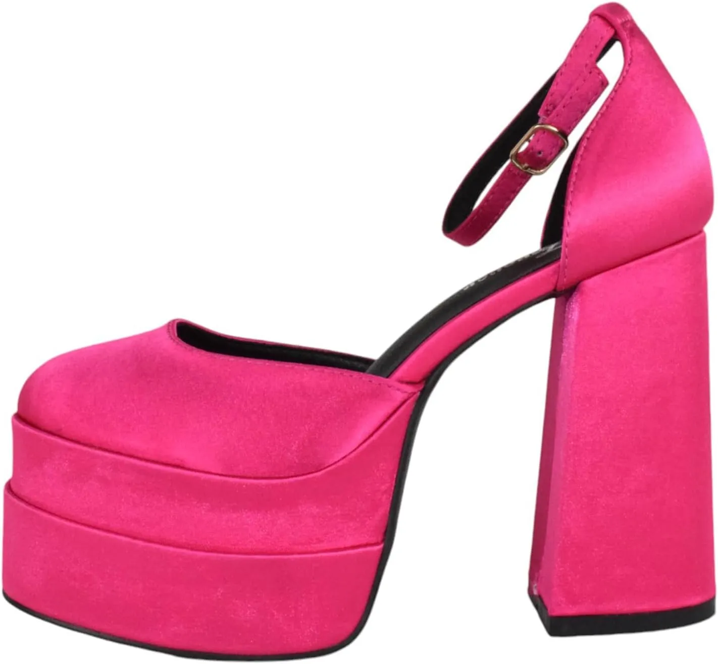 Forever Shoes Women Extra High Block Heels Platform Round Closed Toe Exotic Dancer Pumps Ankle Strap TWICE-13