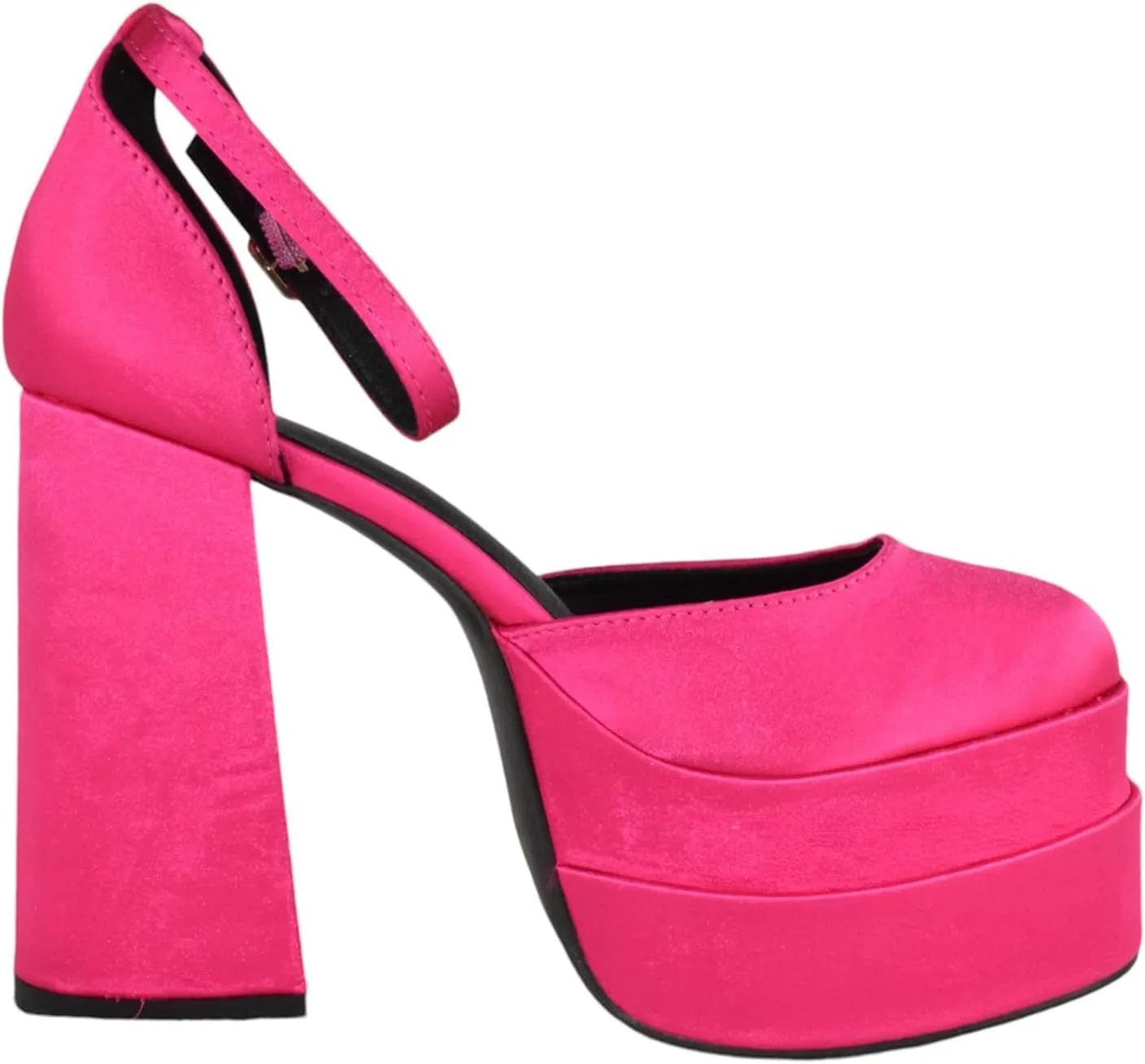 Forever Shoes Women Extra High Block Heels Platform Round Closed Toe Exotic Dancer Pumps Ankle Strap TWICE-13