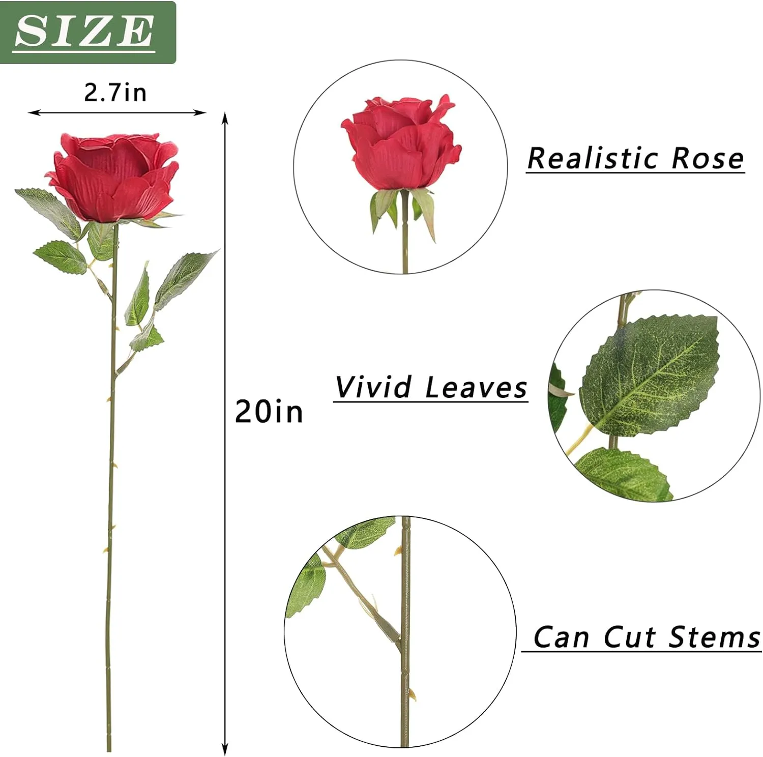 FOTEEWL 60 Pcs Artificial Rose Flower Realistic Faux Silk Roses Stem Fake Roses Bouquet for Flower Arrangement,Wedding Centerpieces,Party,Home Decorations (Burgundy)