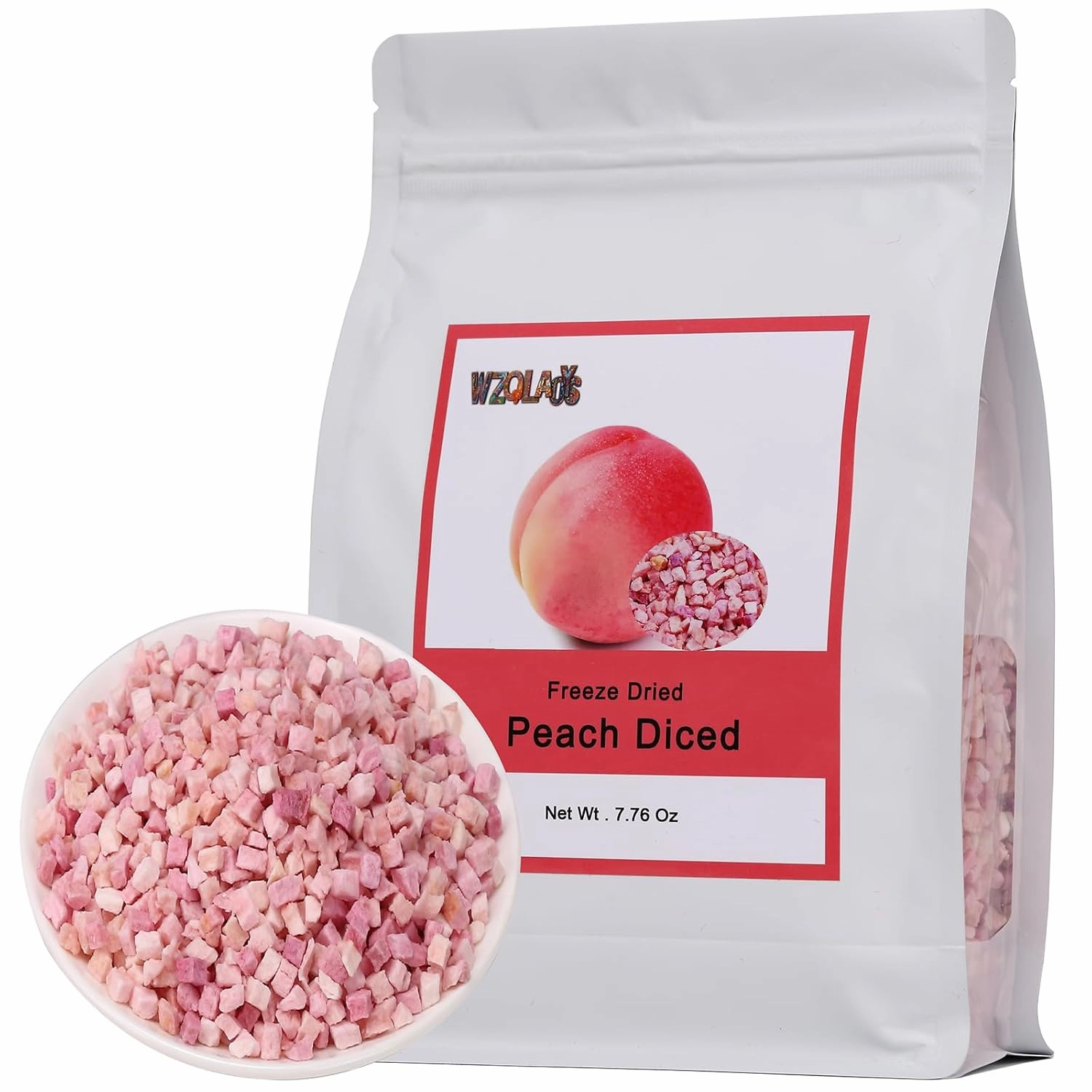Freeze Dried Diced Peaches 220g/7.76oz 100% Natural, No Additives.for Baking,Tea,Smoothie, Yogurt,Cake Decoration Ingredients
