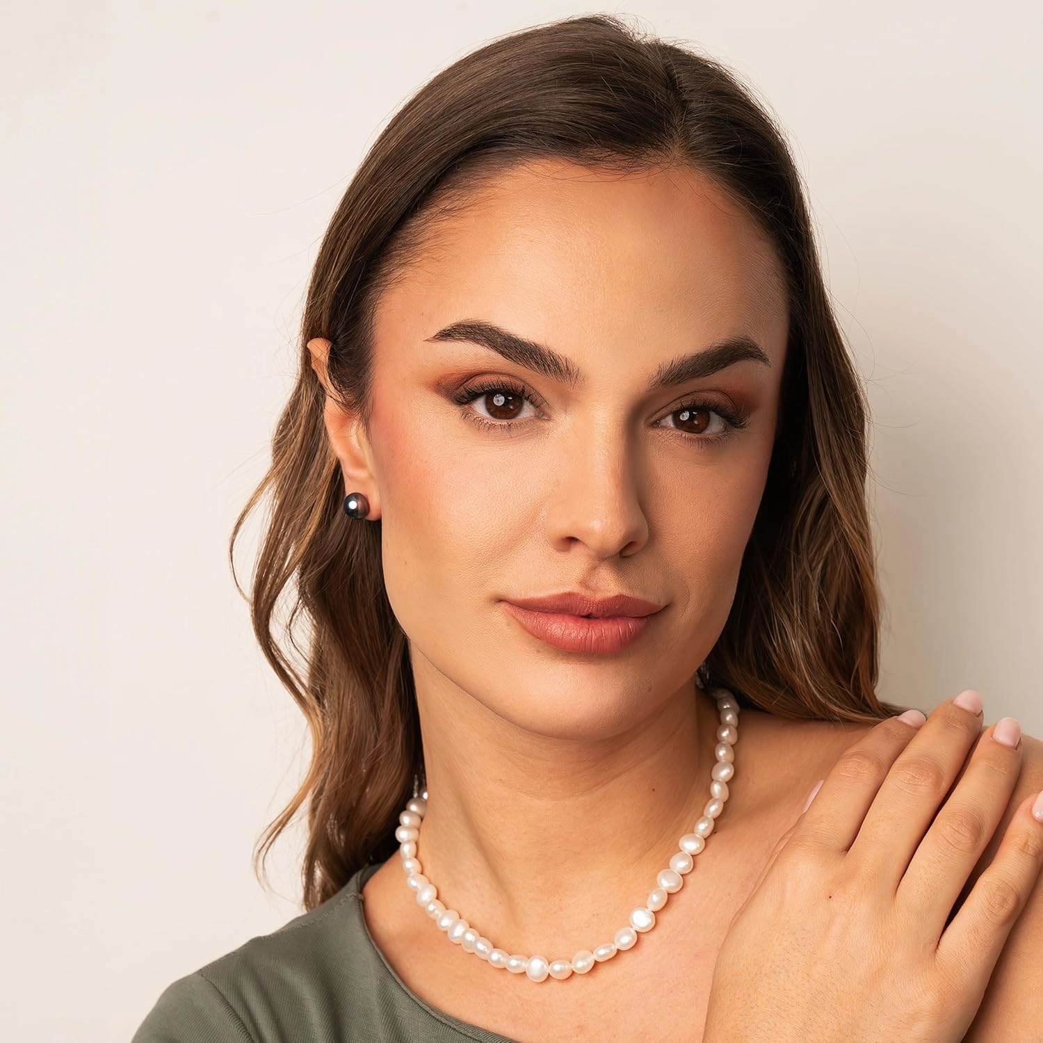 Freshwater Cultured Pearl Stud Earrings for Women Button Shape Black Color SECRET & YOU - Sterling Silver 925 - Available in 4 sizes from 8 mm to 11 mm