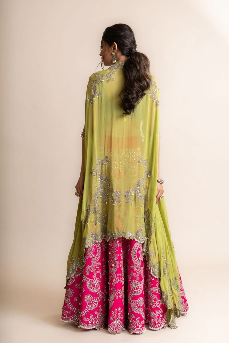 Fuchsia embroidered lehenga set-3