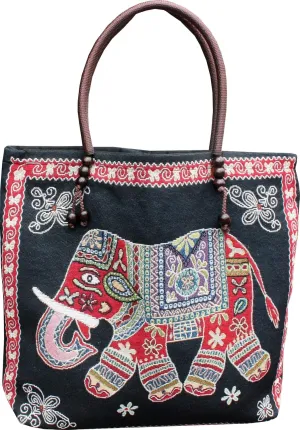 Full Funk Cotton Wide Shoulder Tote Bag or Carry Bag with Bold Cute Artworks, Dark Blue