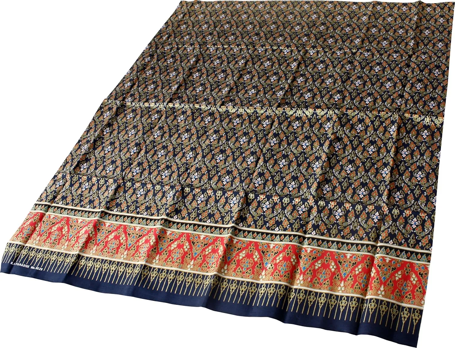 Full Funk Thick Bold Batik Cotton Fabric in Traditional Thai Print, Black Red