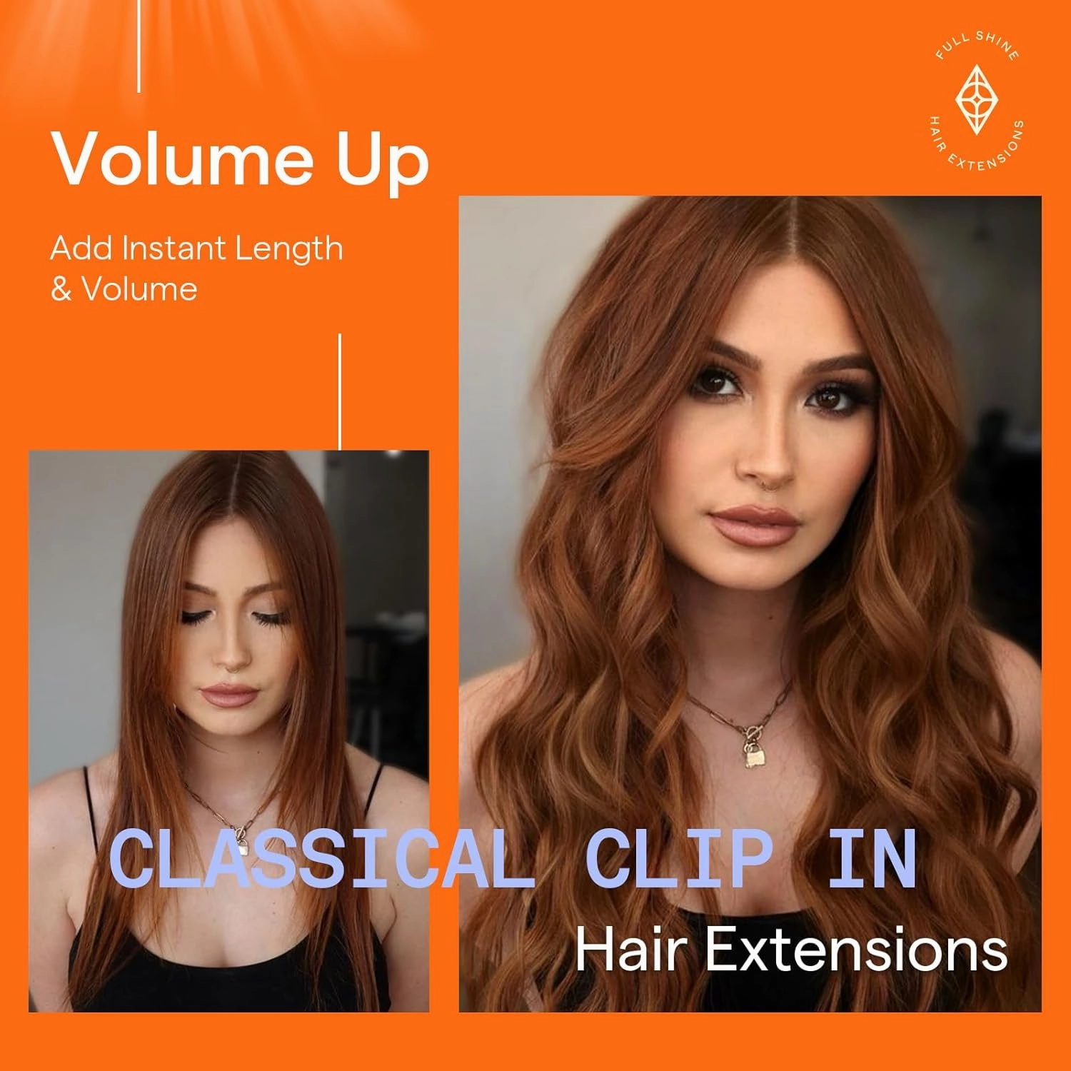 Full Shine Auburn Brown Real Hair Extensions Clip in Human Hair Short Human Hair Extensions for Women Ginger Invisible Clip in Extensions Triple Weft 10 Inch 7 Pcs 95 G