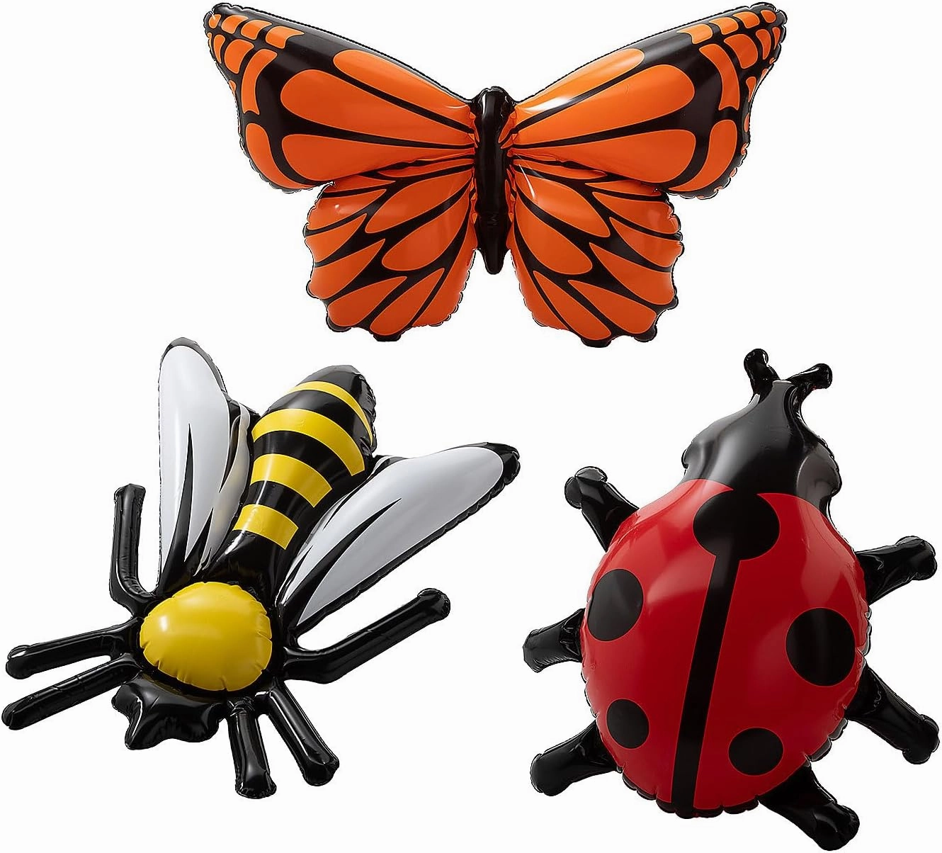 Fun Express 23 3/4" – 30" Inflatable Ladybug, Bee & Butterfly Vinyl Insects - 6 Pc.