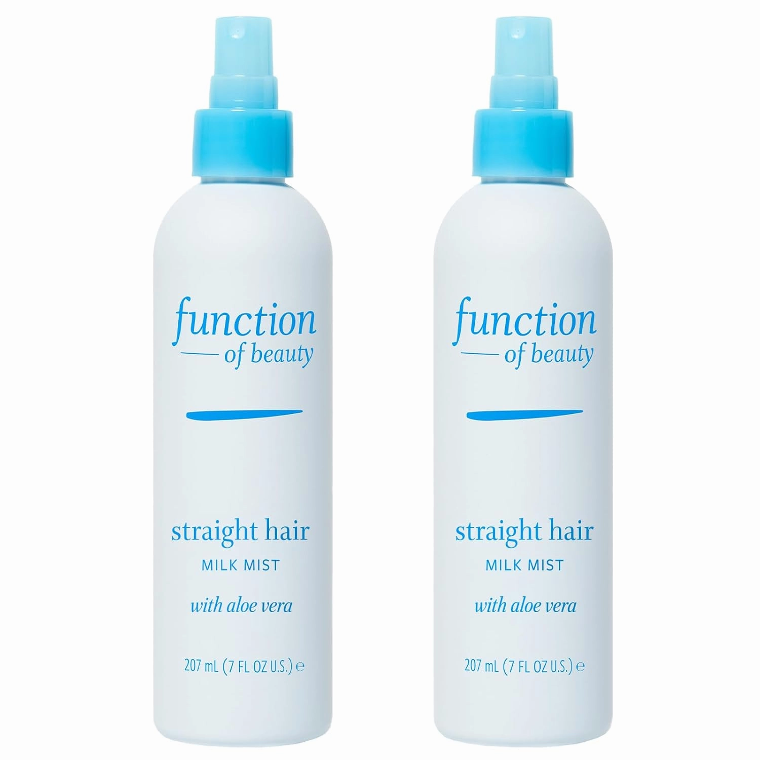 FUNCTION OF BEAUTY Customizable Leave-In Milk Mist for Straight Hair, 7 oz Each (2-Pack) - Leave In Conditioner With Aloe Vera, Sulfate-Free, Infuses Hydration for Weightless Shine