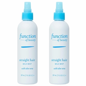 FUNCTION OF BEAUTY Customizable Leave-In Milk Mist for Straight Hair, 7 oz Each (2-Pack) - Leave In Conditioner With Aloe Vera, Sulfate-Free, Infuses Hydration for Weightless Shine