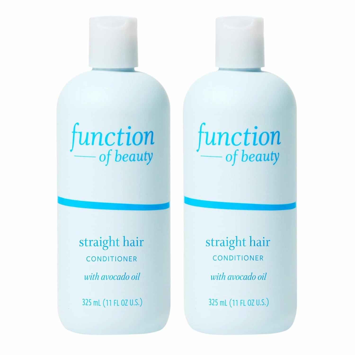 FUNCTION OF BEAUTY Straight Hair Conditioner, 11 oz Each (2-Pack) - Formulated with Avocado Oil to Hydrate and Seal in Moisture, Sulfate-Free, Customizable Haircare