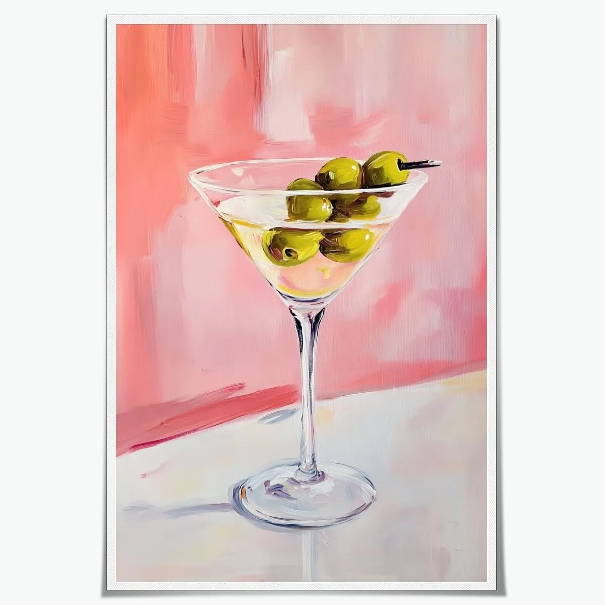 Funky Martini Wall Art Pink Cocktail Posters Trendy Bar Cart Canvas Print Preppy Room Decor Drinks Dorm Decor Aesthetic Living Room Dining Room Kitchen Decorations for Home 16x24inch Unframed