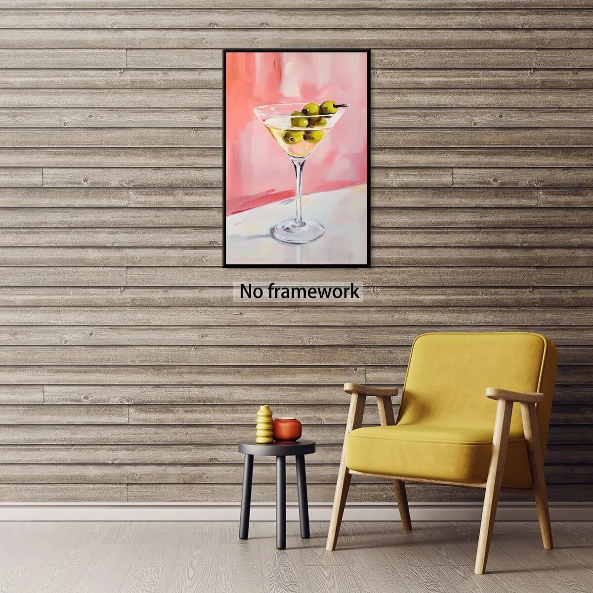 Funky Martini Wall Art Pink Cocktail Posters Trendy Bar Cart Canvas Print Preppy Room Decor Drinks Dorm Decor Aesthetic Living Room Dining Room Kitchen Decorations for Home 16x24inch Unframed