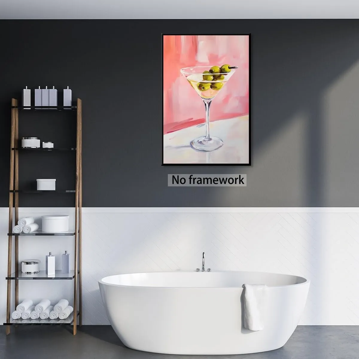 Funky Martini Wall Art Pink Cocktail Posters Trendy Bar Cart Canvas Print Preppy Room Decor Drinks Dorm Decor Aesthetic Living Room Dining Room Kitchen Decorations for Home 16x24inch Unframed
