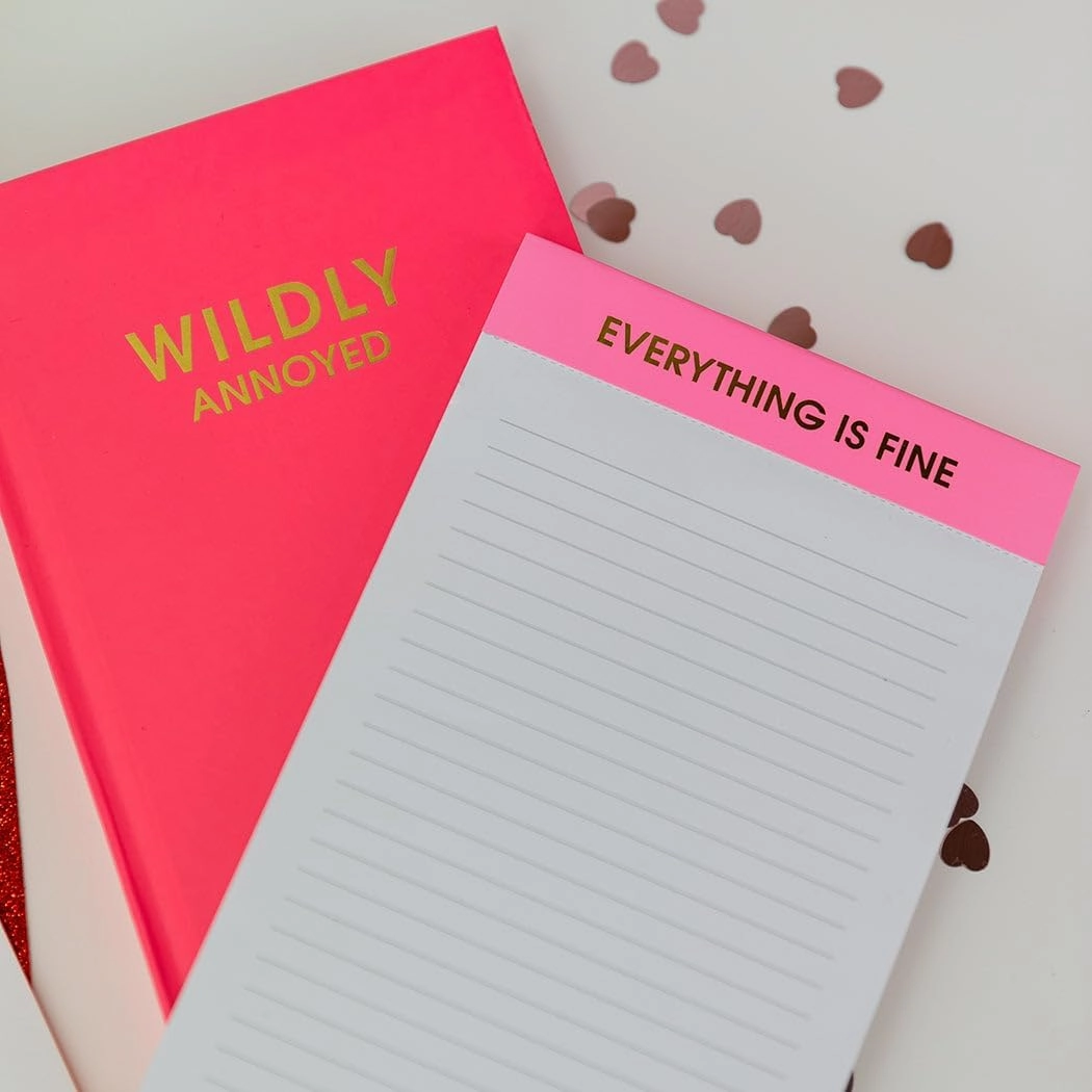 Funny To-Do List Notepad 8" x 5" - Motivational Memo Pads, Lined Task Planner, Cute Office Gifts, Daily Organizer, Productivity Notepads, 65 Sheets (Everything is Fine - Bubblegum Pink)