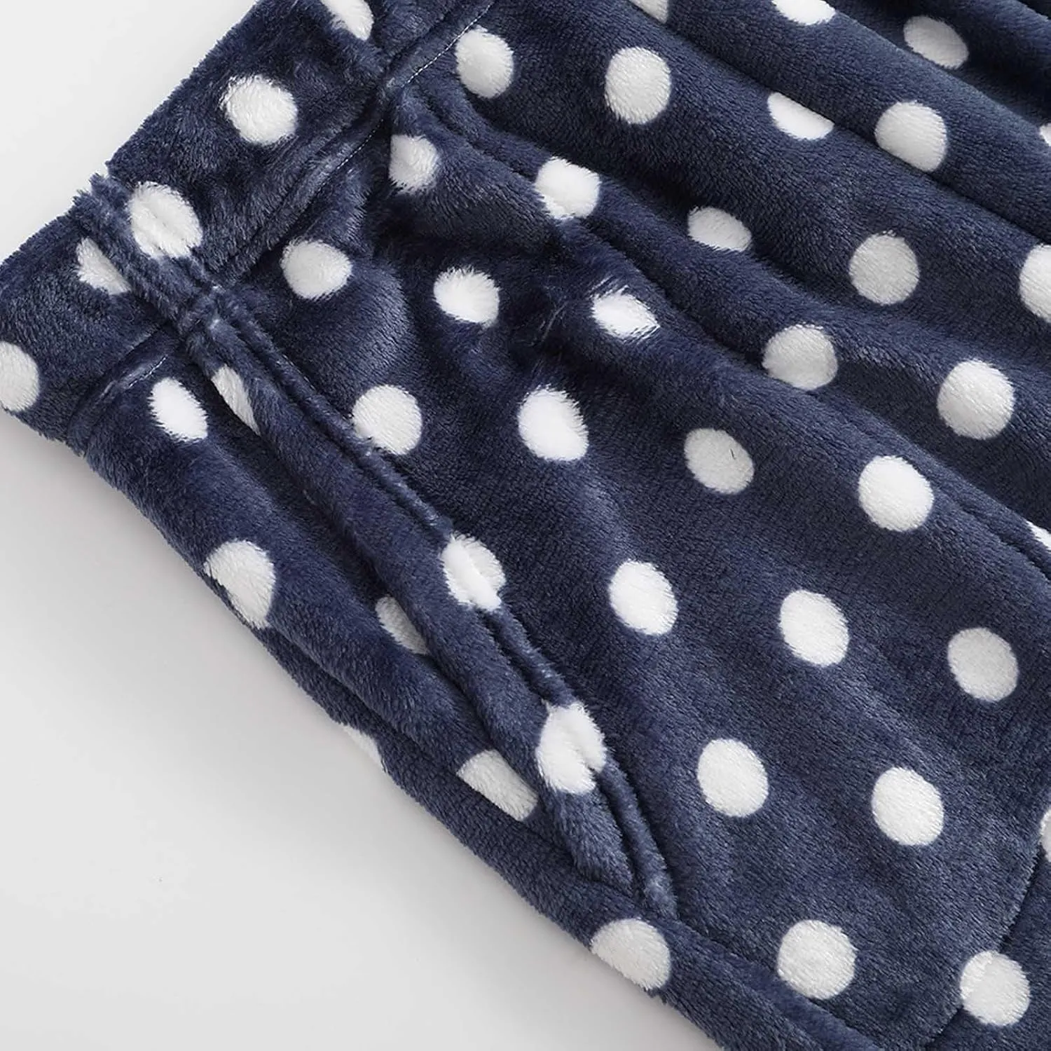 Fuzzy Flannel Pajama Pants for Women Comfy Soft Fluffy Plush Polka Dot Pj Pants High Waisted Wide Leg Lounge Pants