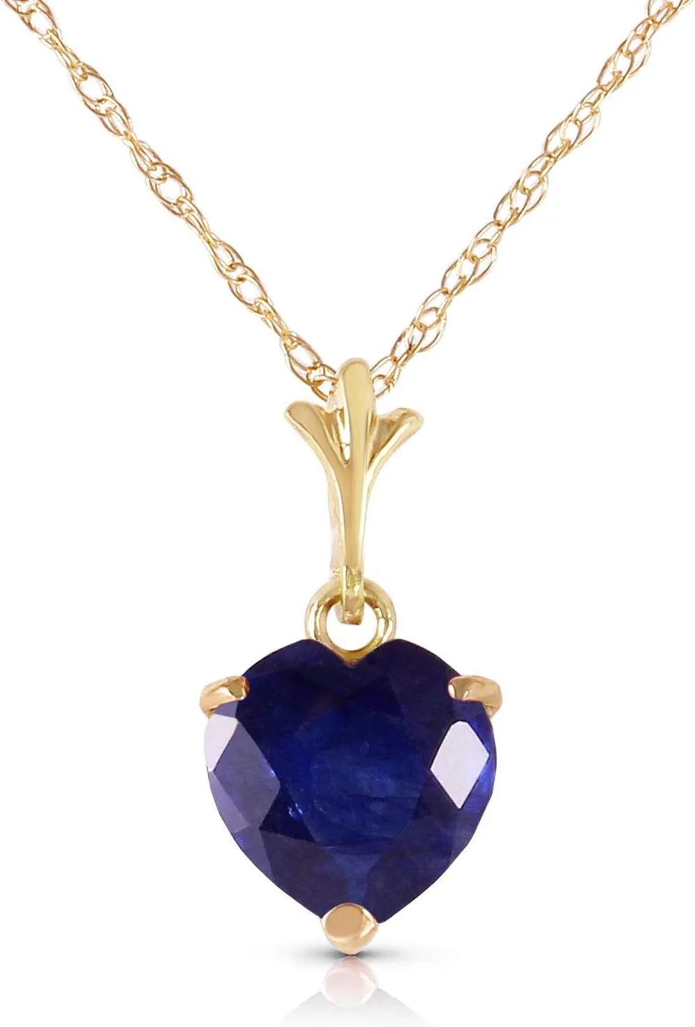 Galaxy Gold GG 14K Solid White Rose and Yellow Gold Jewelry Set - Necklace and Earrings with Heart-shaped Natural Blue Sapphires