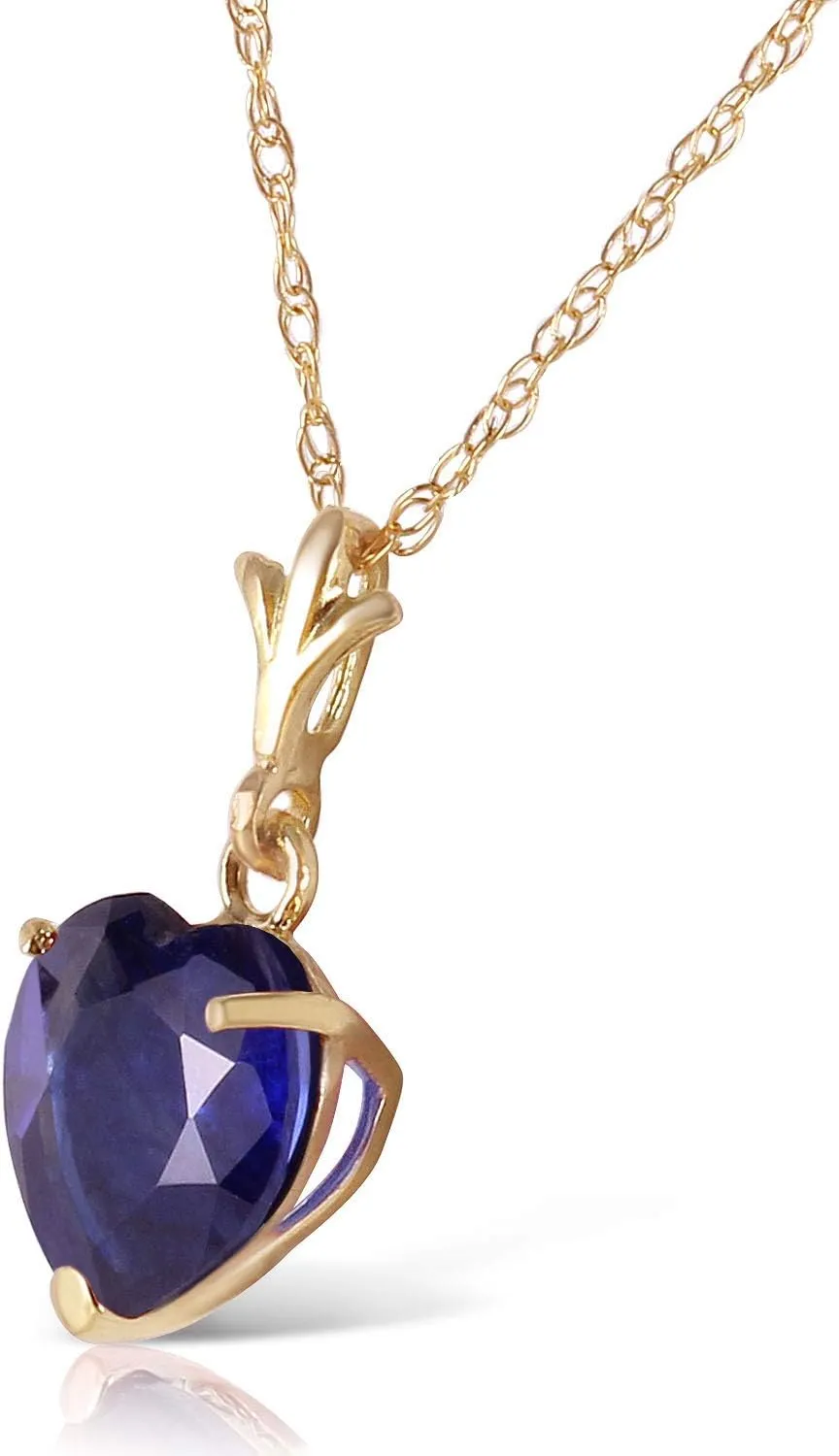 Galaxy Gold GG 14K Solid White Rose and Yellow Gold Jewelry Set - Necklace and Earrings with Heart-shaped Natural Blue Sapphires