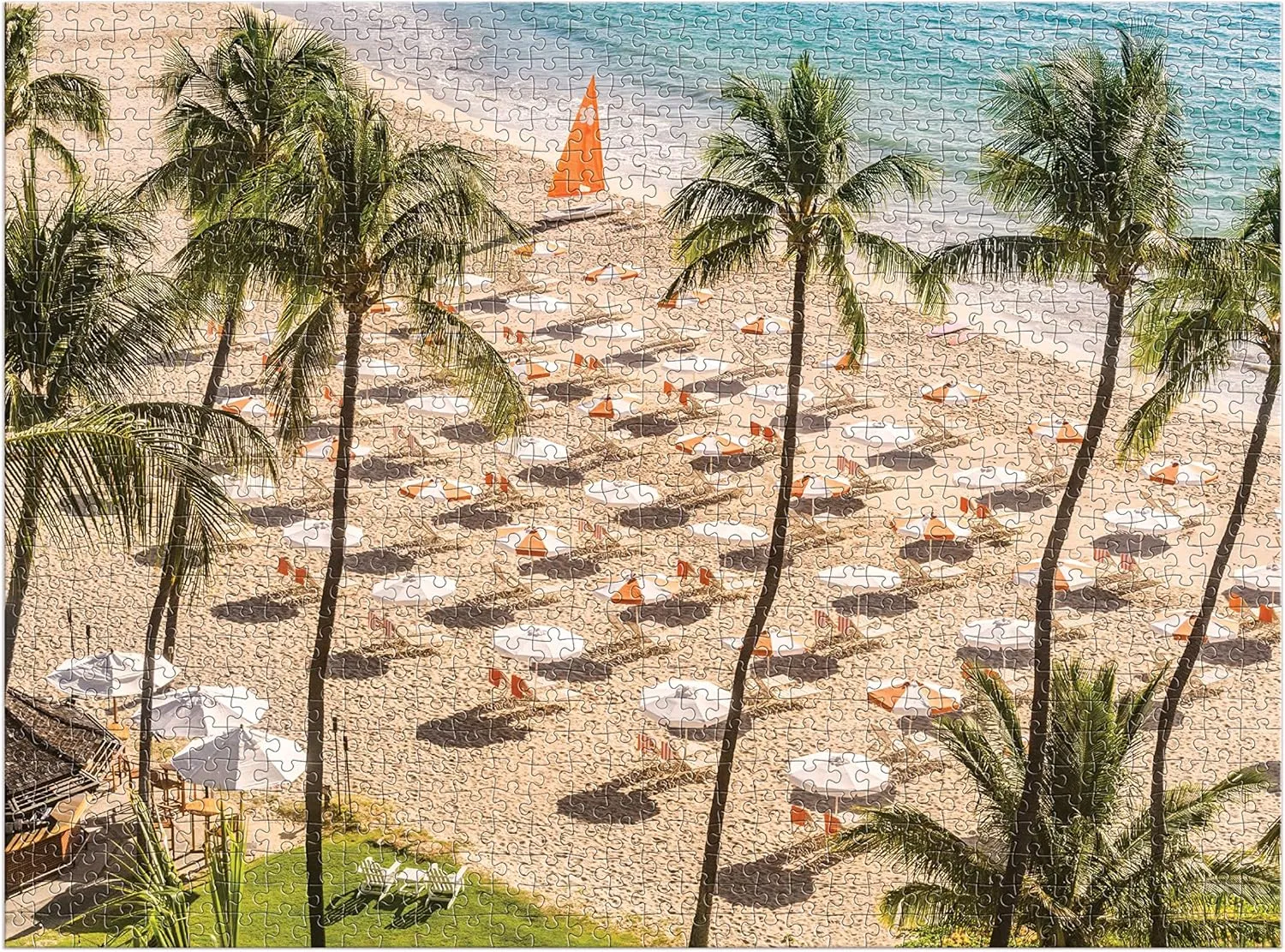Galison Gray Malin The Beach Club – 1000 Piece Puzzle Fun and Challenging Activity with Bright and Bold Artwork of Palm Trees and Sandy Beaches for Adults and Families