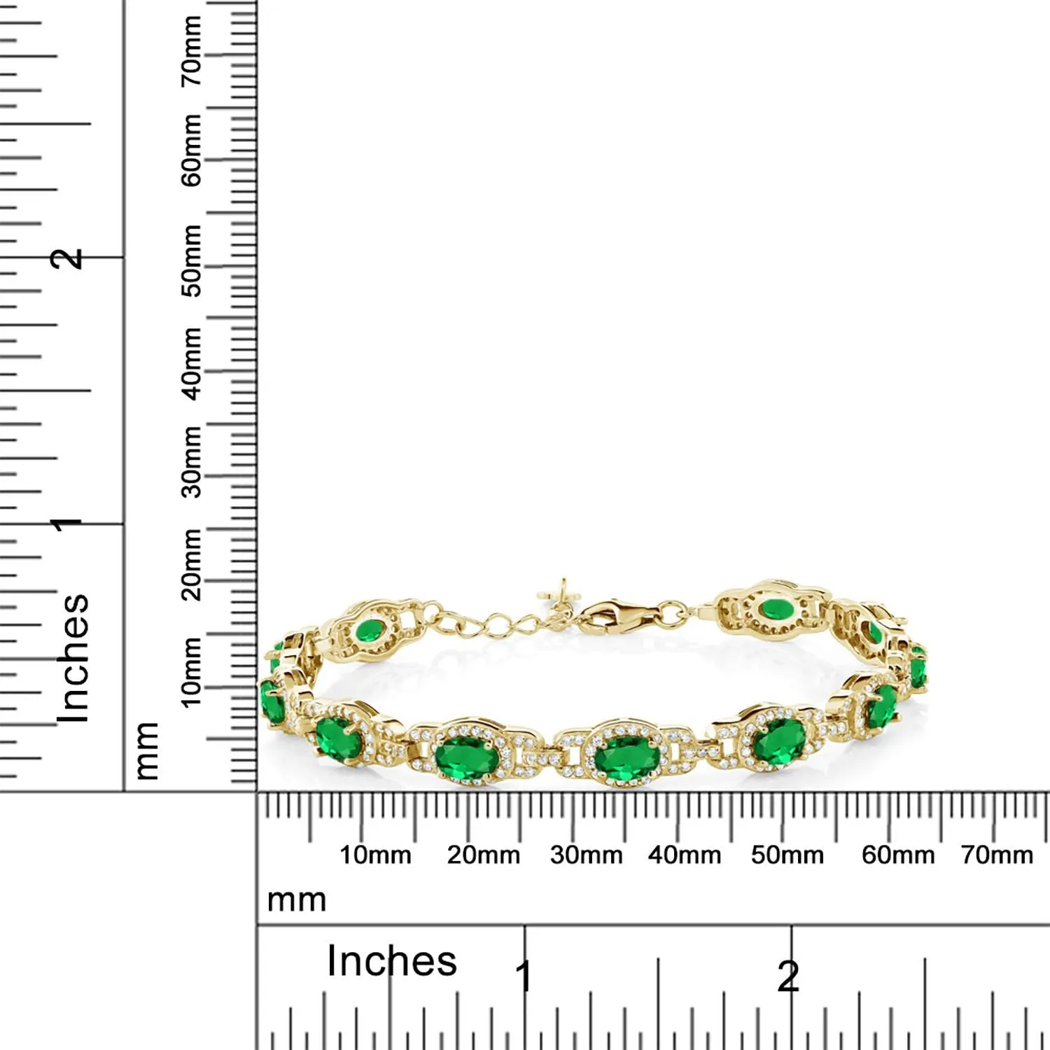 Gem Stone King 18K Yellow Gold Plated Silver Oval Gemstone Birthstone Tennis Bracelet For Women | Oval 6X4MM | 7 Inch With 1 Inch Extender | Fine Jewelry Gifts for Her Mom Women Wife
