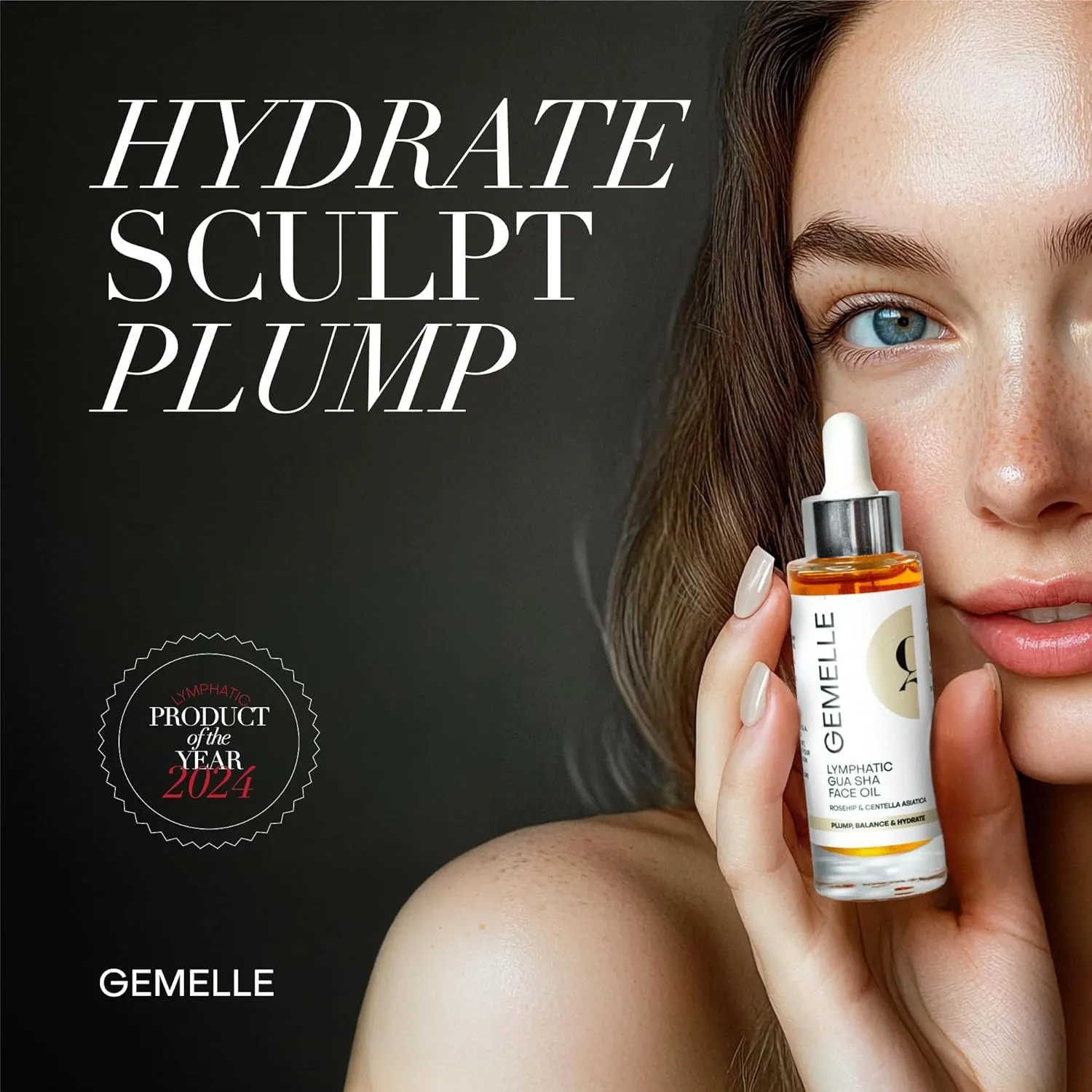 GEMELLE Lymphatic Gua Sha Face Oil | 6x Award Winner | Detox, Plump, Balance, Hydrate | High-Altitude Rosehip, Centella Asiatica & More! | Paraben-Free, Luxury Natural Skin Care 30ml