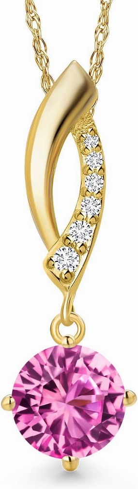 Gemstone Birthstone and Lab Grown Diamond Infinity Pendant Necklace For Women in 14K Yellow Gold | Round Cut 6MM | Gold Necklace For Women | With 18 Inch Gold Chain | Fine Jewelry Gifts for Her Mom
